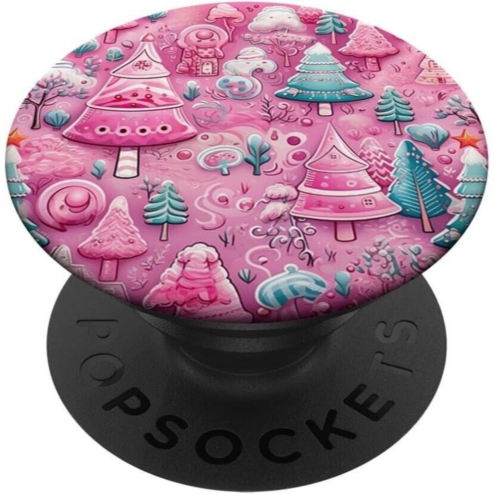 PopSockets Pink Christmas Trees Pattern for Phone Women Swappable Base PopGrip